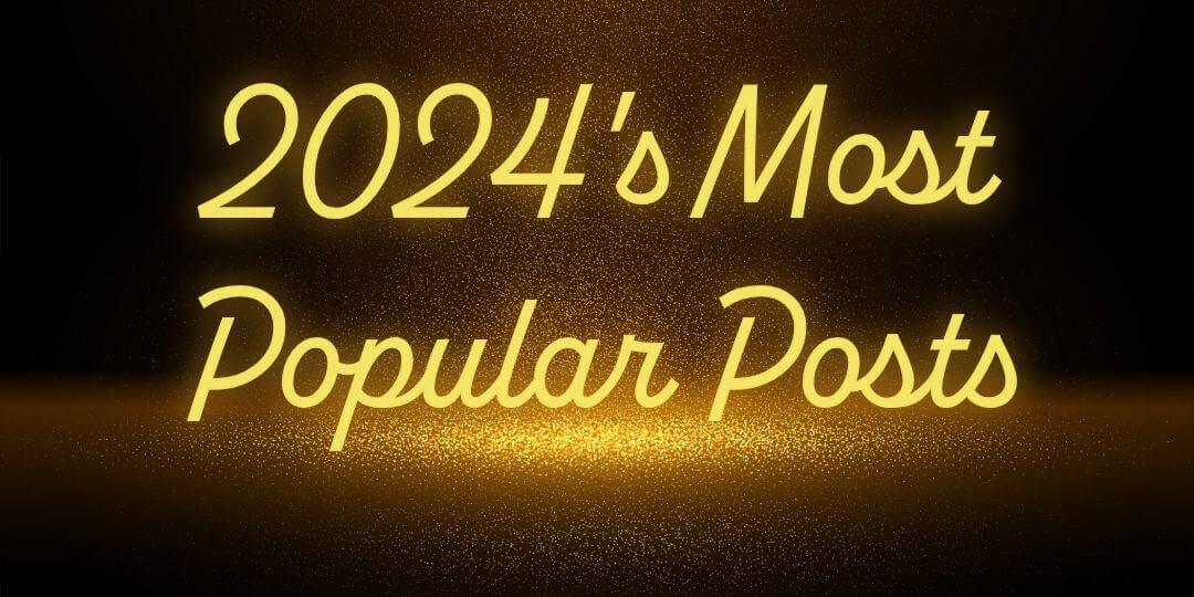 text of "2024's most popular posts" on a black background with glittery gold sparkles